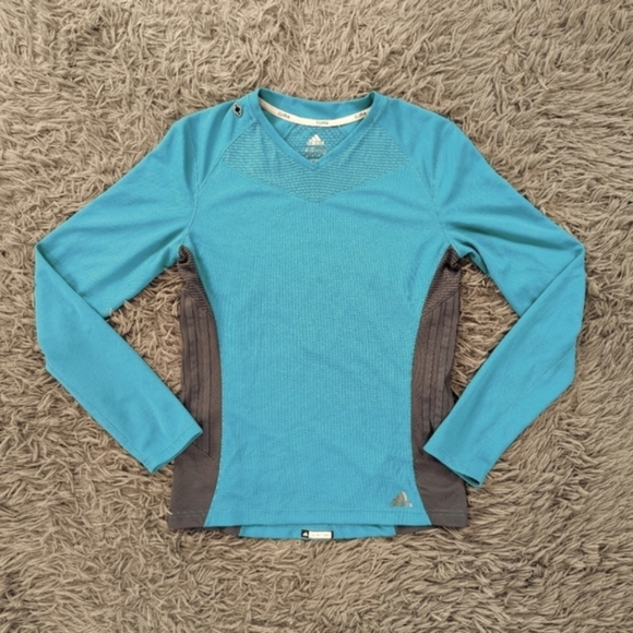 Adidas Top Women's Medium Turquoise Gray Supernova Three Stripes - Picture 1 of 6